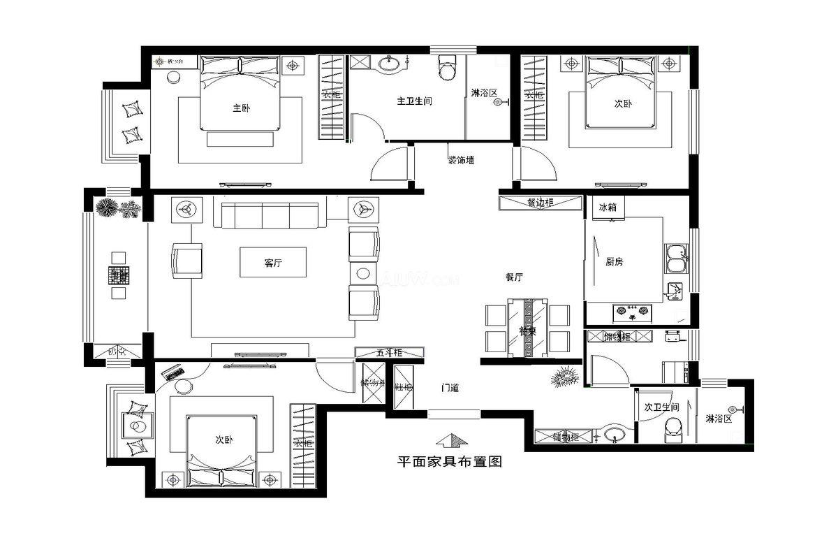 四合院廳裝修效果圖片_兩房一廳裝修效果圖_3室1廳1衛(wèi)一廚裝修效果